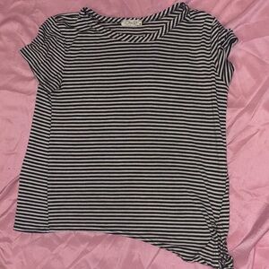 Olive Rae Black and White Striped Short Sleeve Top